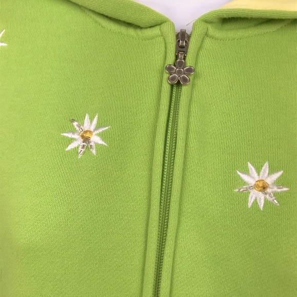 Quacker Factory Swing Jacket Green Embroidered Daisy Size Medium - Picture 6 of 6
